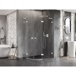 MEXEN/S - Lunar L sprchový kút štvrťkruh krídlový pravá 100 x 90, transparent, biela 833L-100P-090L-20-00