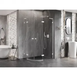 MEXEN/S - Lunar L sprchový kút štvrťkruh krídlový pravá 100 x 90, transparent, biela 833L-100P-090L-20-00