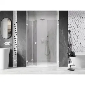 MEXEN/S - Lunar-F L skladacie sprchové dvere ľavé 120, transparent, biela 836SL-120-050-20-00-L
