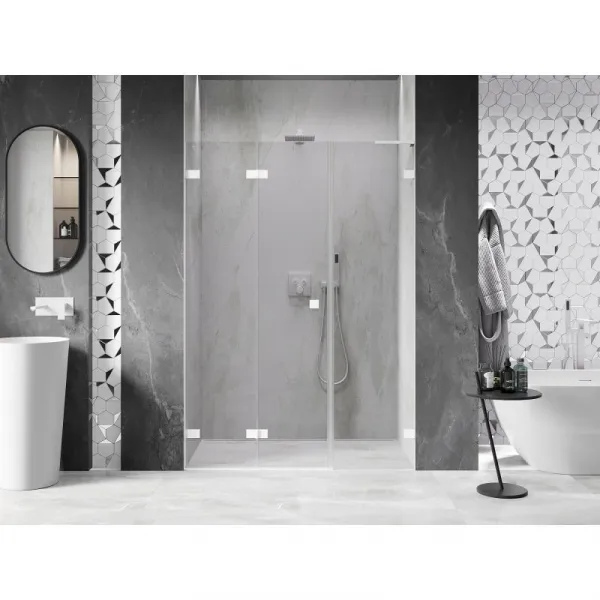 MEXEN/S - Lunar-F L skladacie sprchové dvere ľavé 120, transparent, biela 836SL-120-050-20-00-L