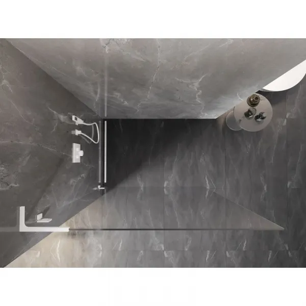 MEXEN/S - Lunar L Sprchová zástena WALK-IN ľavá 80 x 200, transparent 8 mm, biela 830L-080-000-20-00-L