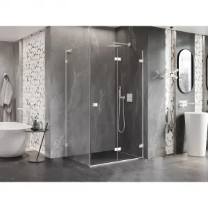 MEXEN/S - Lunar-F L sprchovací kút skladacie dvere pravá 80 x 70, transparent, biela 836L-080-070-20-00-P