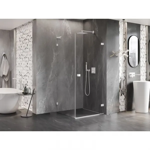MEXEN/S - Lunar-B L sprchový kút dvere krídlové pravá 80 x 80, transparent, biela 832L-080-080-20-00-P