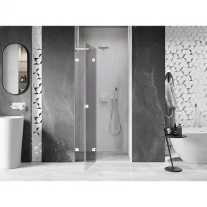 MEXEN/S - Lunar L sprchové dvere krídlové ľavé 85, transparent, biela 834L-085-000-20-00-L