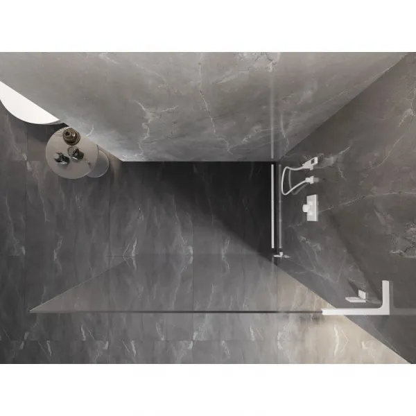MEXEN/S - Lunar L Sprchová zástena WALK-IN pravá 80 x 200, transparent 8 mm, biela 830L-080-000-20-00-P