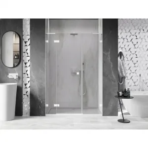 MEXEN/S - Lunar L sprchové dvere krídlové ľavé 140, transparent, biela 834SL-140-050-20-00-L