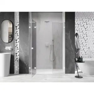 MEXEN/S - Lunar L sprchové dvere krídlové ľavé 140, transparent, biela 834SL-140-050-20-00-L