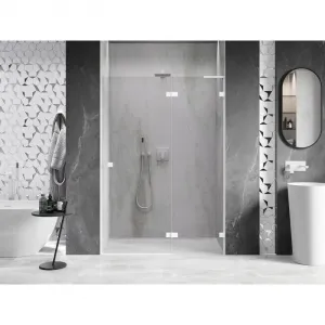 MEXEN/S - Lunar L sprchové dvere krídlové pravé 140, transparent, biela 834L-140-000-20-00-P