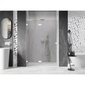 MEXEN/S - Lunar L sprchové dvere krídlové ľavé 135, transparent, biela 834L-135-000-20-00-L