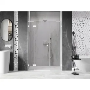 MEXEN/S - Lunar L sprchové dvere krídlové ľavé 155, transparent, biela 834SL-155-050-20-00-L