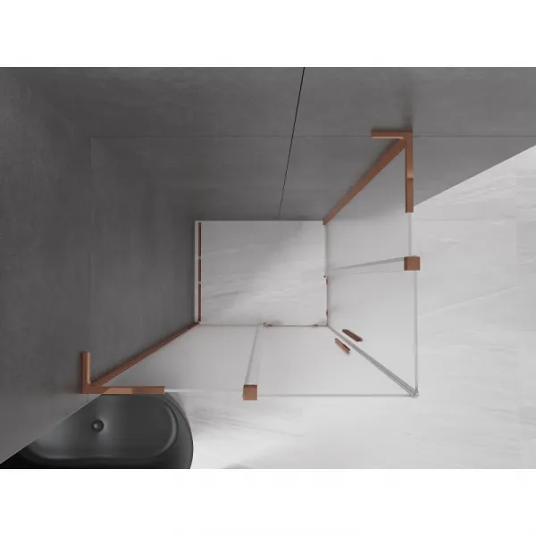 MEXEN/S - Velar L Duo sprchovací kút, posuvné dvere 100 x 90, dekor, ružové zlato 871-100-090-02-33-60