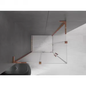 MEXEN/S - Velar L Duo sprchovací kút, posuvné dvere 100 x 90, dekor, ružové zlato 871-100-090-02-33-60