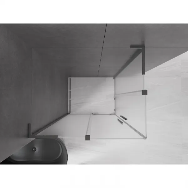 MEXEN/S - Velar L Duo sprchovací kút, posuvné dvere 90 x 80, dekor, grafit metal 871-090-080-02-33-95