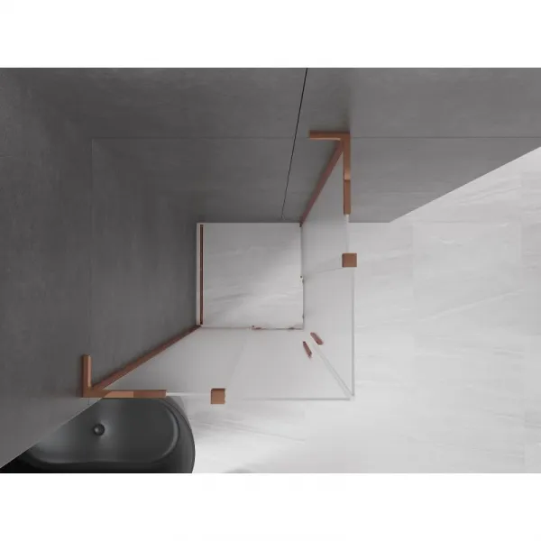 MEXEN/S - Velar L Duo sprchovací kút, posuvné dvere 90 x 90, dekor, ružové zlato 871-090-090-02-33-60