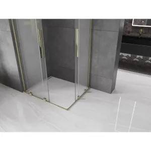 MEXEN/S - Velar L Duo sprchovací kút, posuvné dvere 90 x 80, dekor, zlato 871-090-080-02-33-50