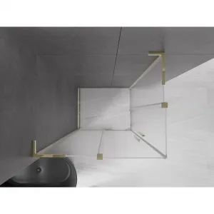 MEXEN/S - Velar L Duo sprchovací kút, posuvné dvere 90 x 80, dekor, zlato 871-090-080-02-33-50