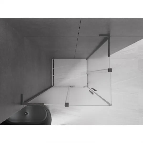 MEXEN/S - Velar L Duo sprchovací kút, posuvné dvere 90 x 80, dekor, gun gray kartáčovaná 871-090-080-02-33-66