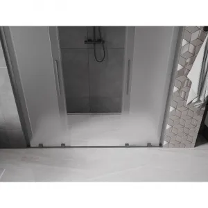 MEXEN/S - Velar L Duo posuvné sprchové dvere 180, dekor, grafit kartáčovaná 871-180-003-32-66