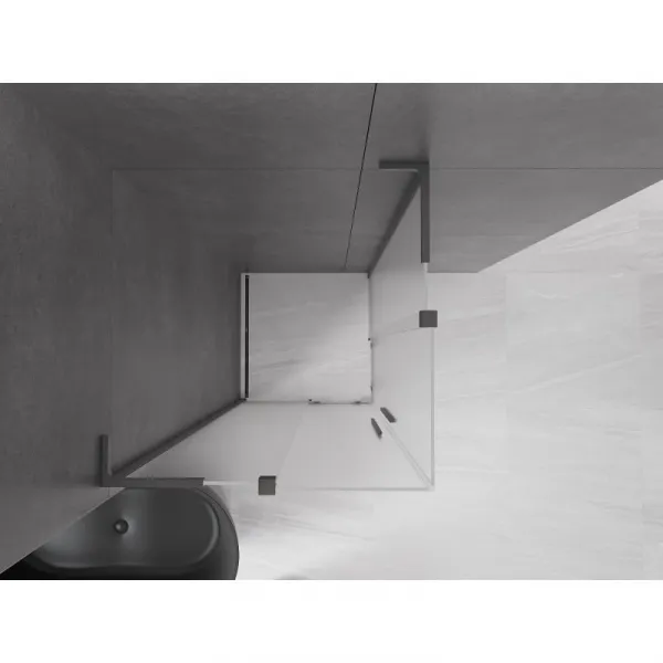 MEXEN/S - Velar L Duo sprchovací kút, posuvné dvere 90 x 90, dekor, gun gray kartáčovanáana 871-090-090-02-33-66