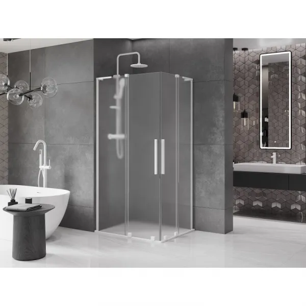 MEXEN/S - Velar L Duo sprchovací kút, posuvné dvere 90 x 80, dekor, biela 871-090-080-02-33-20