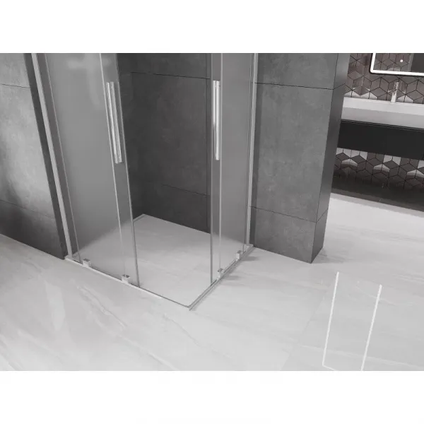 MEXEN/S - Velar L Duo sprchovací kút, posuvné dvere 90 x 80, dekor, chróm 871-090-080-02-33-01