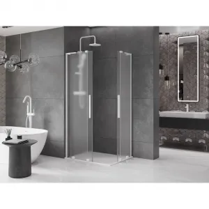 MEXEN/S - Velar L Duo sprchovací kút, posuvné dvere 90 x 80, dekor, biela 871-090-080-02-33-20