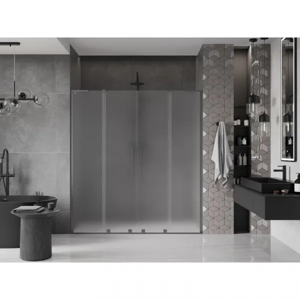 MEXEN/S - Velar L Duo posuvné sprchové dvere 200, dekor, grafit kartáčovaná 871-200-003-32-66