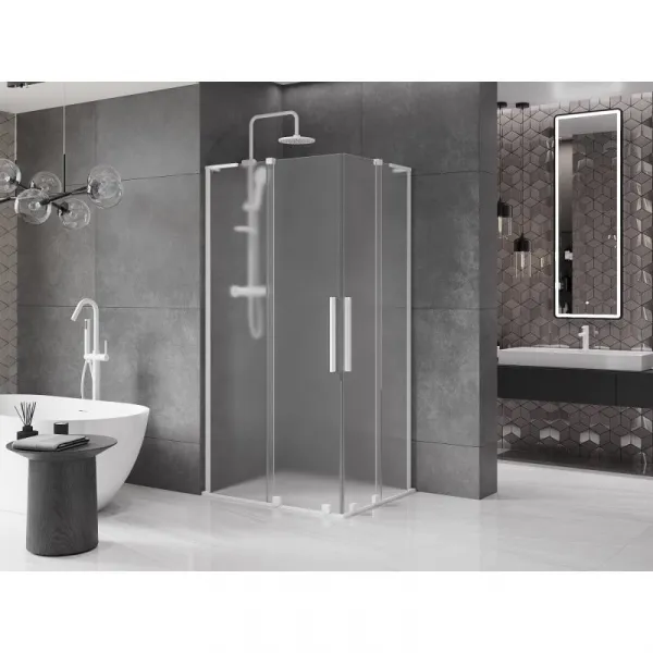MEXEN/S - Velar L Duo sprchovací kút, posuvné dvere 100 x 90, dekor, biela 871-100-090-02-33-20