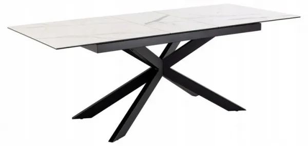 Actona Jedálenský rozkladací stôl Irwine 168/210 cm biely mramor/čierny