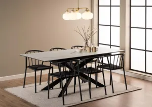 Actona Jedálenský rozkladací stôl Irwine 168/210 cm biely mramor/čierny