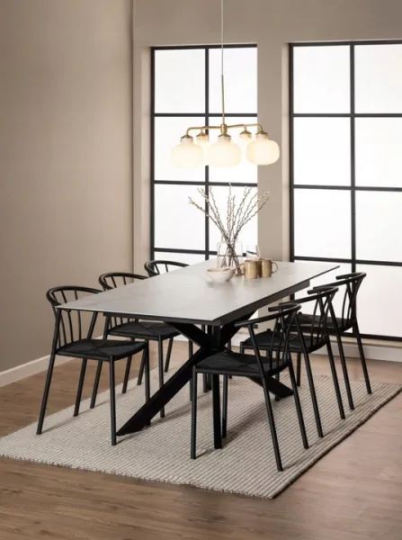 Actona Jedálenský rozkladací stôl Irwine 168/210 cm biely mramor/čierny
