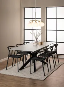 Actona Jedálenský rozkladací stôl Irwine 168/210 cm biely mramor/čierny