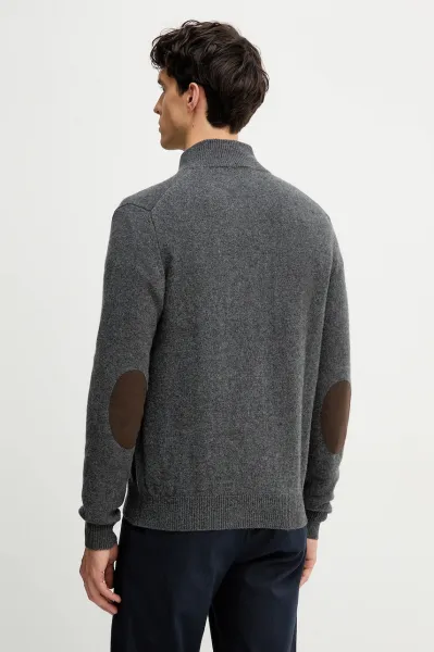 Sveter Hackett London Lambswool Fzip Charcoal Grey
