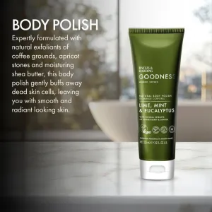 Baylis & Harding Goodness Awaken Senses osviežujúci telový peeling vône Lime, Mint & Eucalyptus 225 ml