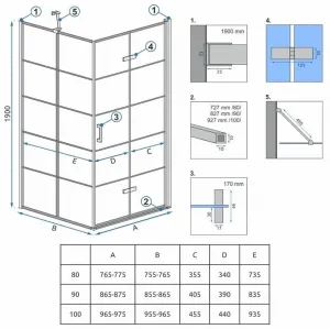 REA/S - Sprchovací kút MOLIER 100x80 - čierny KPL-K0963