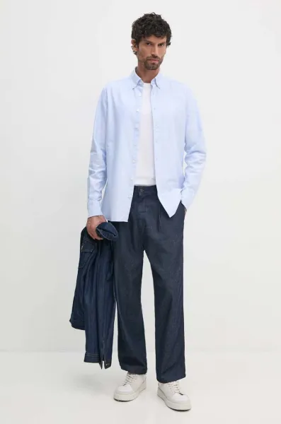 Košeľa Hackett London Washed Oxford Sky Blue