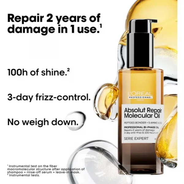 L’Oréal Professionnel Serie Expert Absolut Repair Molecular vyživujúci olej na vlasy pre poškodené vlasy 90 ml