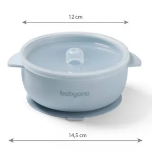 BABYONO Miska silikónová s prísavkou a viečkom modrá 6m+