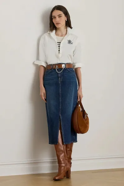 Rifľová sukňa Lauren Ralph Lauren