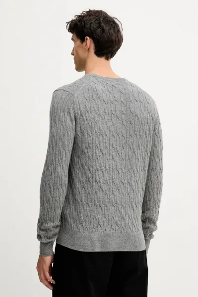 Sveter Hackett London Lw Cable Crew Metal Grey