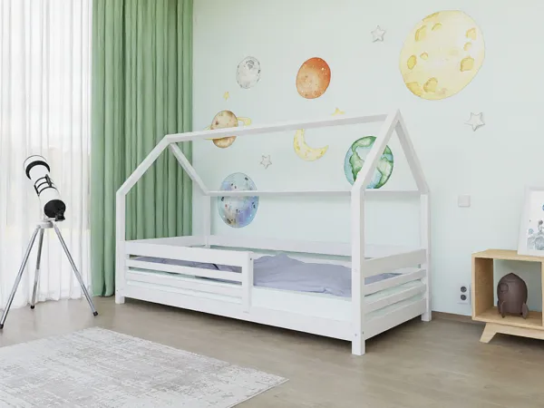 Benlemi Domčeková posteľ TULY s bočným štítom Zvoľte farbu: Biela, Zvoľte rozmer: 80x200 cm, Zvoľte zábranu: S otvoreným vstupom