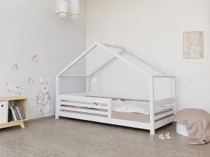 Benlemi Domčeková posteľ TULY s predným štítom Zvoľte farbu: Nelakovaná, Zvoľte rozmer: 90x200 cm, Zvoľte zábranu: S jednou zábranou