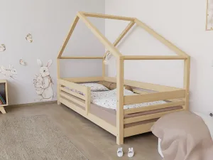 Benlemi Domčeková posteľ TULY s predným štítom Zvoľte farbu: Nelakovaná, Zvoľte rozmer: 90x200 cm, Zvoľte zábranu: S jednou zábranou