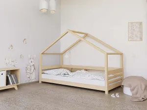 Benlemi Domčeková posteľ TULY s predným štítom Zvoľte farbu: Nelakovaná, Zvoľte rozmer: 90x200 cm, Zvoľte zábranu: S jednou zábranou