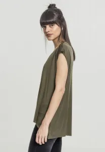 Women's Olive T-Shirt HiLo with Shoulder Zipper
