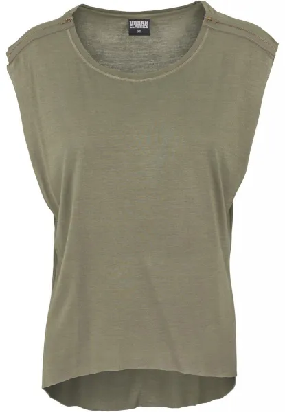 Women's Olive T-Shirt HiLo with Shoulder Zipper