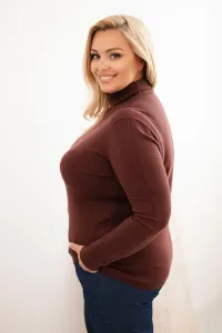 Kesi Włoski Dámsky sveter Plus Size z viskózy klasického strihu hnedý