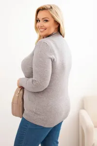 Kesi Włoski Dámsky sveter Plus Size z viskózy s golierom šedý