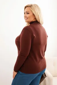 Kesi Włoski Dámsky sveter Plus Size z viskózy s rolákom hnedý