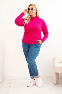 Legínovo Dámsky rolákový sveter Plus Size z viskózy bordový Farba: Ružová, Veľkosť: UNI